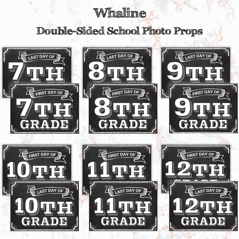 Whaline Back to School Signs, 16 Grades First Day & Last Day Sign, Reversible Chalkboard Style Paper Photo Sign from Preschool to College for Girl Boy - Image 3